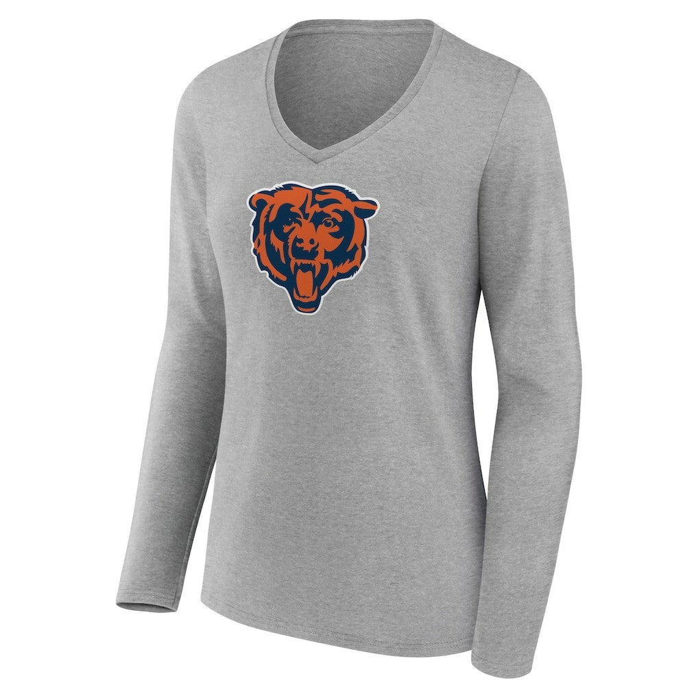 Women's Primary Team Logo Long Sleeve V-Neck T-Shirt - Chicago Bears T-shirts