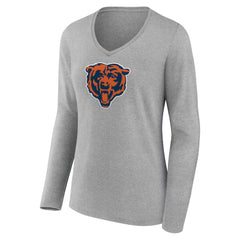 Women's Primary Team Logo Long Sleeve V-Neck T-Shirt - Chicago Bears T-shirts