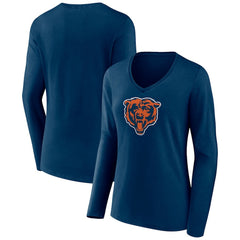 Women's Primary Team Logo Long Sleeve V-Neck T-Shirt - Chicago Bears T-shirts