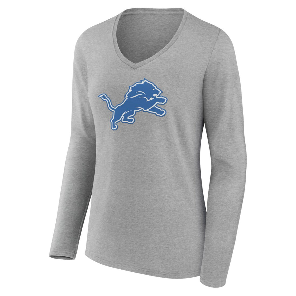 Women's Primary Team Logo Long Sleeve V-Neck T-Shirt - Detroit Lions T-shirts