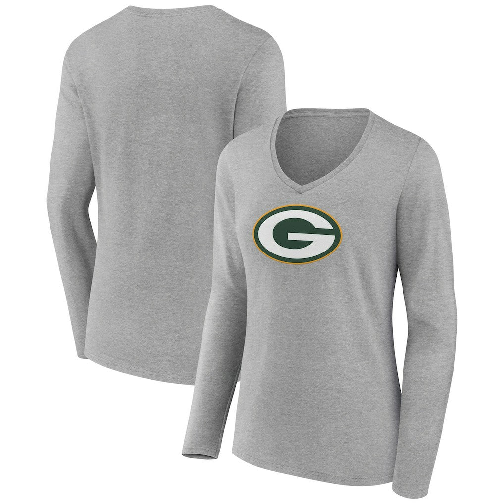 Women's Primary Team Logo Long Sleeve V-Neck T-Shirt - Green Bay Packers T-shirts