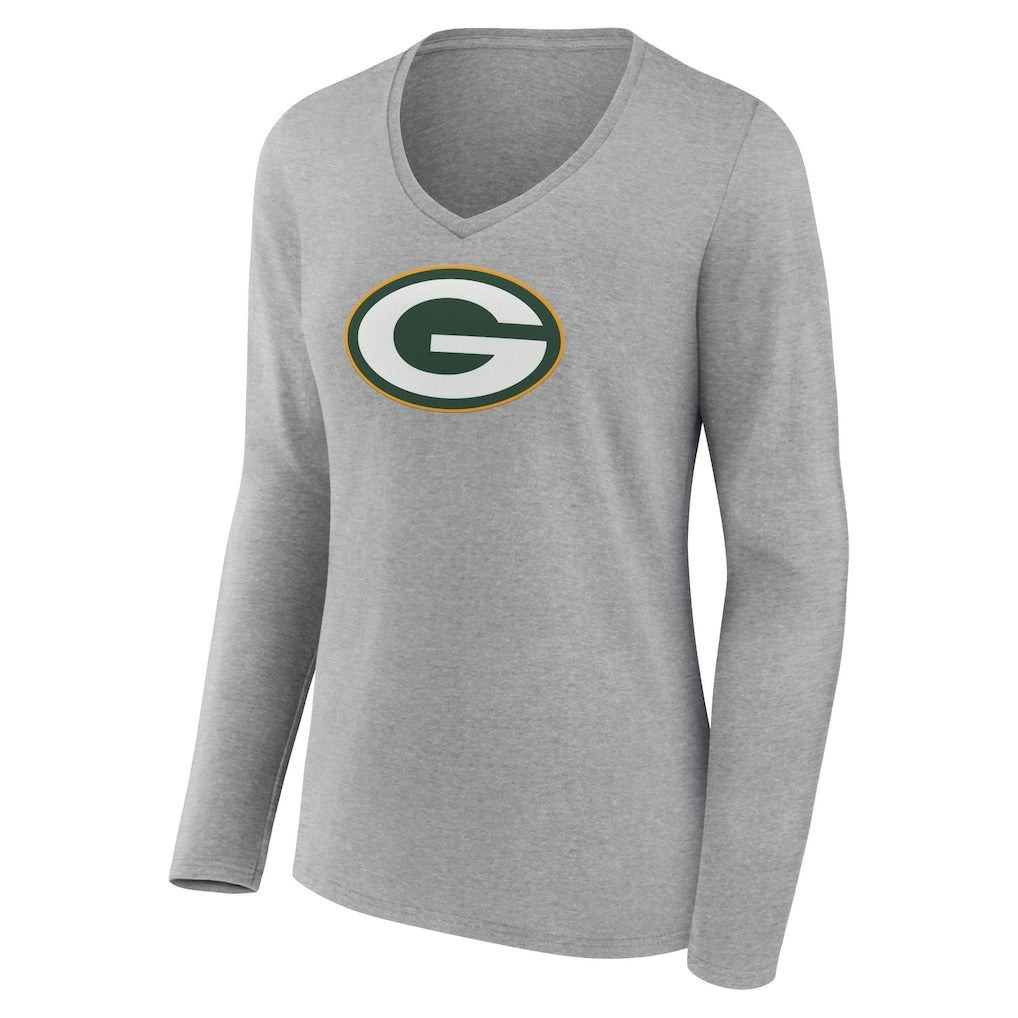 Women's Primary Team Logo Long Sleeve V-Neck T-Shirt - Green Bay Packers T-shirts