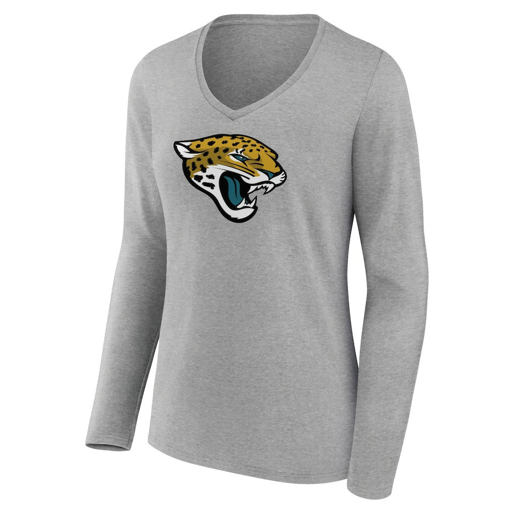 Women's Primary Team Logo Long Sleeve V-Neck T-Shirt - Jacksonville Jaguars T-shirts