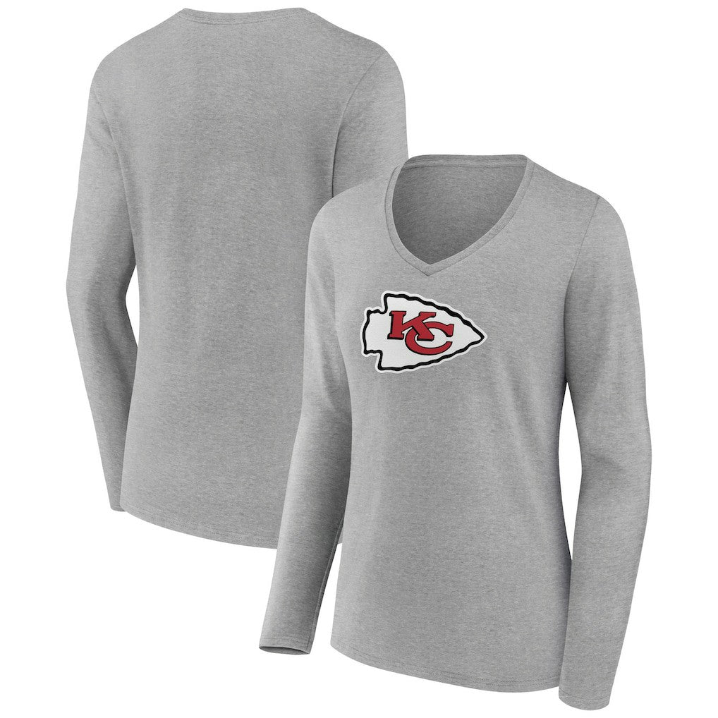 Women's Primary Team Logo Long Sleeve V-Neck T-Shirt - Kansas City Chiefs T-shirts
