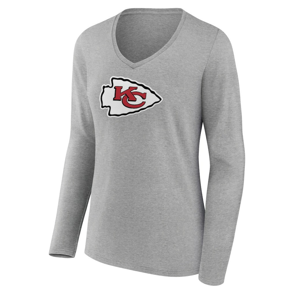 Women's Primary Team Logo Long Sleeve V-Neck T-Shirt - Kansas City Chiefs T-shirts