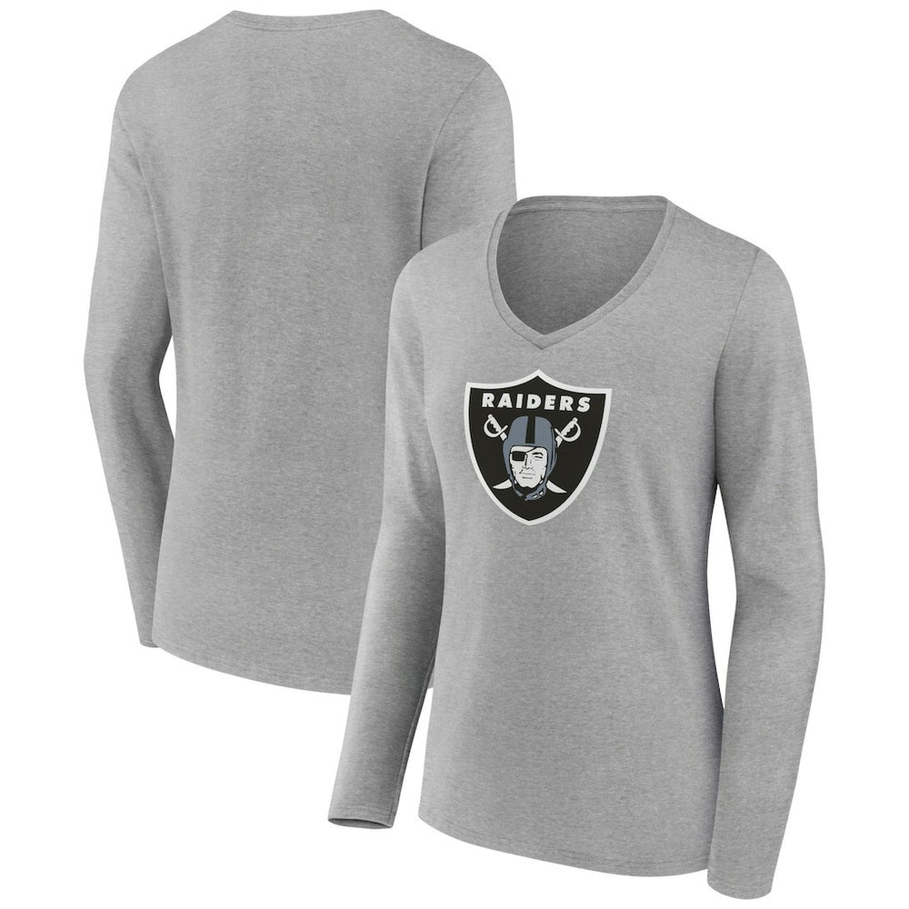 Women's Primary Team Logo Long Sleeve V-Neck T-Shirt - Las Vegas Raiders T-shirts