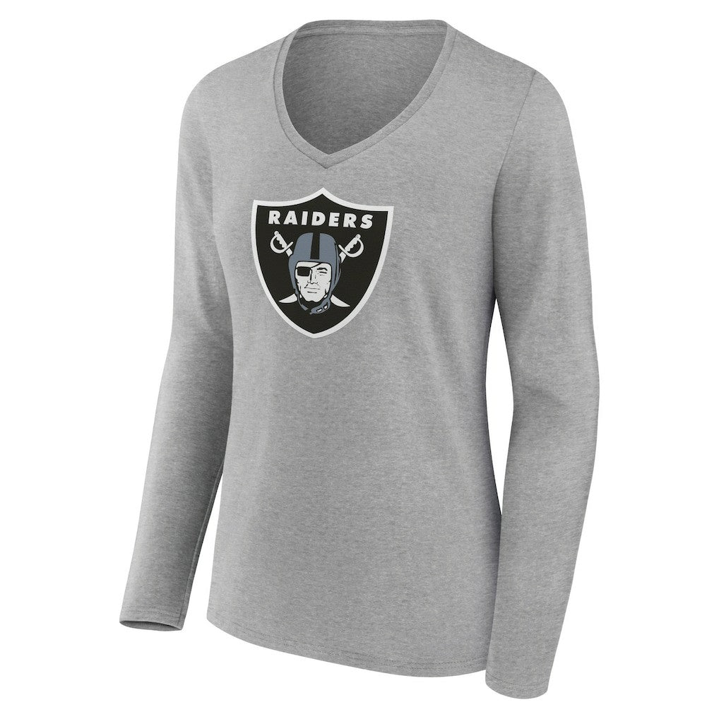Women's Primary Team Logo Long Sleeve V-Neck T-Shirt - Las Vegas Raiders T-shirts