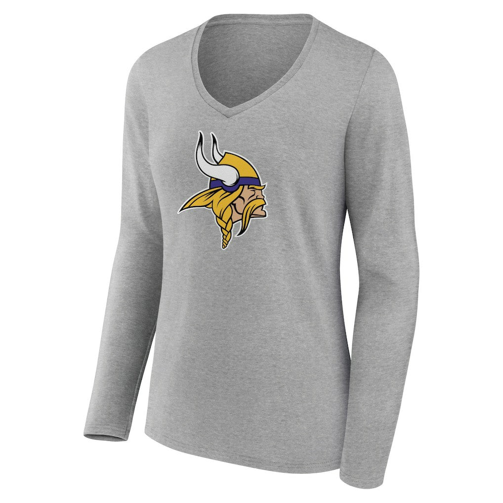Women's Primary Team Logo Long Sleeve V-Neck T-Shirt - Minnesota Vikings T-shirts