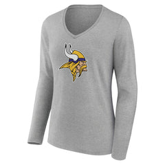 Women's Primary Team Logo Long Sleeve V-Neck T-Shirt - Minnesota Vikings T-shirts