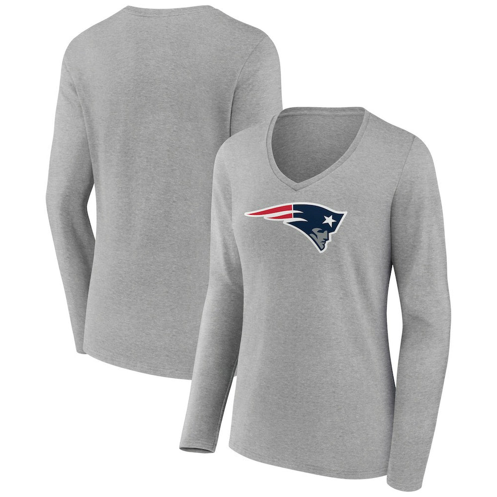 Women's Primary Team Logo Long Sleeve V-Neck T-Shirt - New England Patriots T-shirts