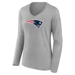 Women's Primary Team Logo Long Sleeve V-Neck T-Shirt - New England Patriots T-shirts