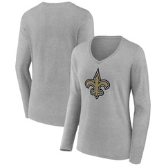 Women's Primary Team Logo Long Sleeve V-Neck T-Shirt - New Orleans Saints T-shirts