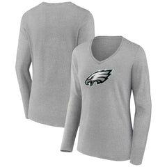 Women's Primary Team Logo Long Sleeve V-Neck T-Shirt - Philadelphia Eagles T-shirts