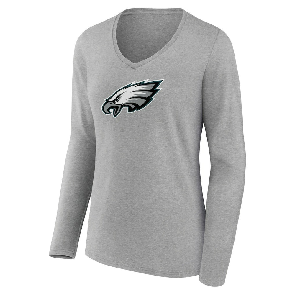 Women's Primary Team Logo Long Sleeve V-Neck T-Shirt - Philadelphia Eagles T-shirts