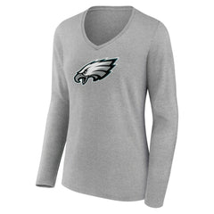 Women's Primary Team Logo Long Sleeve V-Neck T-Shirt - Philadelphia Eagles T-shirts