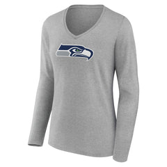 Women's Primary Team Logo Long Sleeve V-Neck T-Shirt - Seattle Seahawks T-shirts