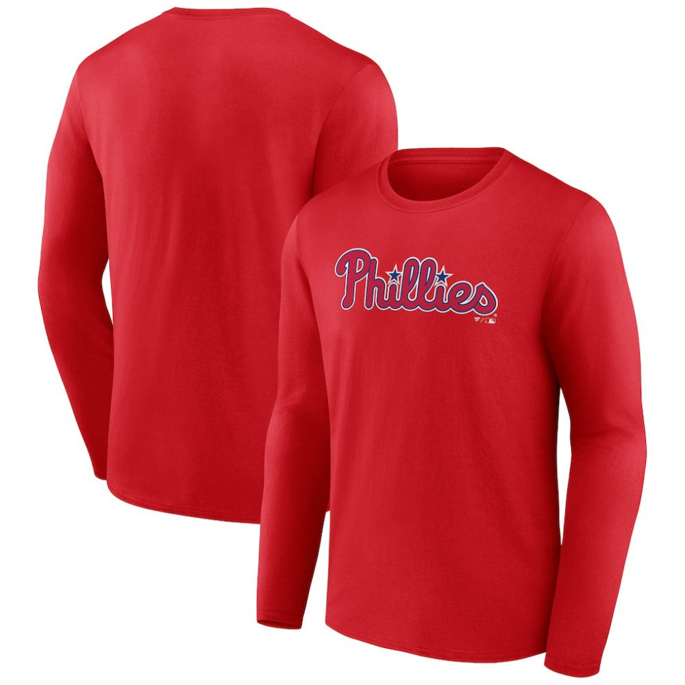 Red Philadelphia Phillies Wordmark Long Sleeve T-Shirt