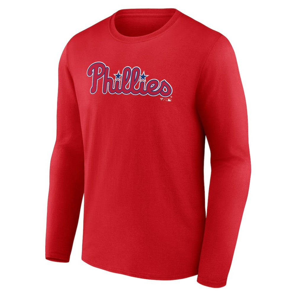 Red Philadelphia Phillies Wordmark Long Sleeve T-Shirt