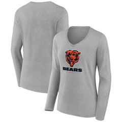 Women's Logo Team Lockup Long Sleeve V-Neck T-Shirt - Chicago Bears T-shirts