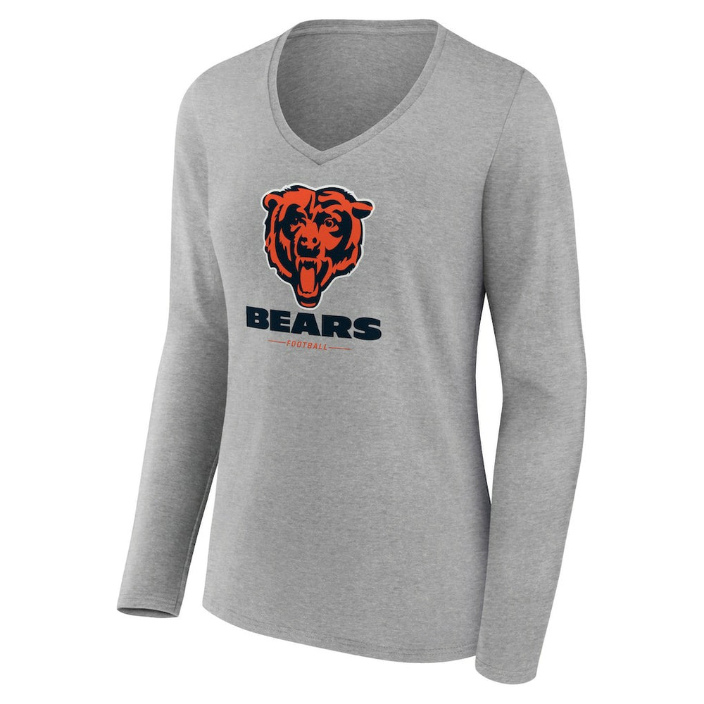 Women's Logo Team Lockup Long Sleeve V-Neck T-Shirt - Chicago Bears T-shirts