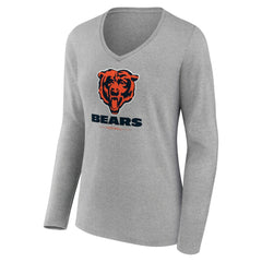 Women's Logo Team Lockup Long Sleeve V-Neck T-Shirt - Chicago Bears T-shirts
