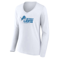 Women's Logo Team Lockup Long Sleeve V-Neck T-Shirt - Detroit Lions T-shirts