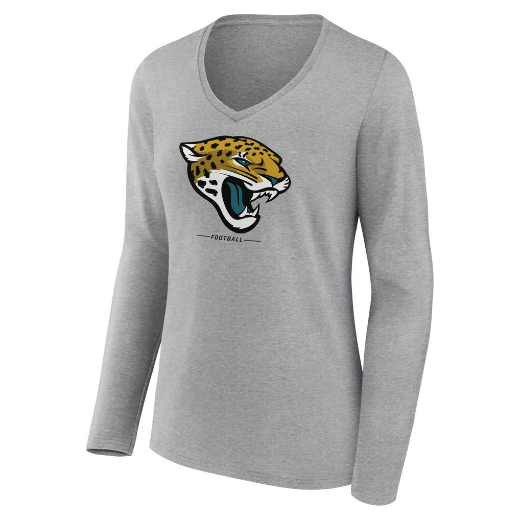 Women's Logo Team Lockup Long Sleeve V-Neck T-Shirt - Jacksonville Jaguars T-shirts