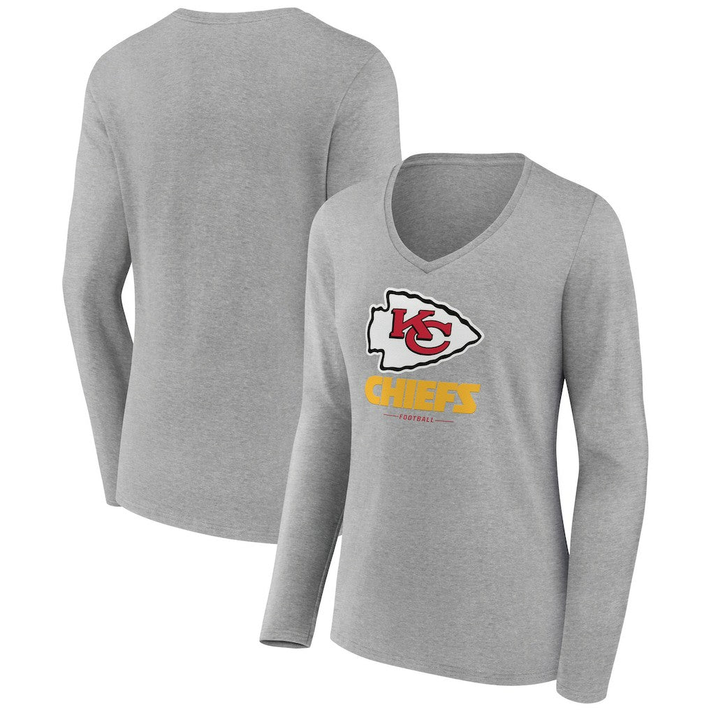 Women's Logo Team Lockup Long Sleeve V-Neck T-Shirt - Kansas City Chiefs T-shirts