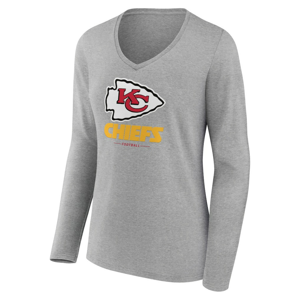 Women's Logo Team Lockup Long Sleeve V-Neck T-Shirt - Kansas City Chiefs T-shirts