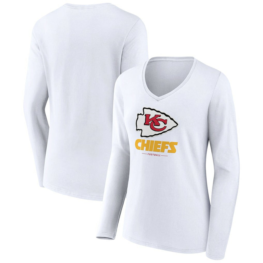 Women's Logo Team Lockup Long Sleeve V-Neck T-Shirt - Kansas City Chiefs T-shirts