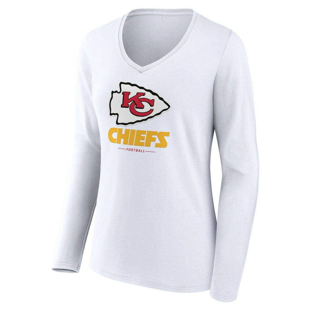 Women's Logo Team Lockup Long Sleeve V-Neck T-Shirt - Kansas City Chiefs T-shirts