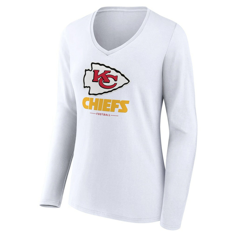 Women's Logo Team Lockup Long Sleeve V-Neck T-Shirt - Kansas City Chiefs T-shirts