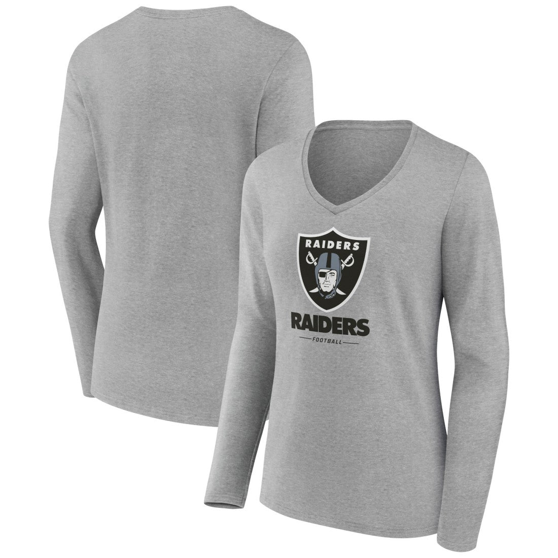 Women's Logo Team Lockup Long Sleeve V-Neck T-Shirt - Las Vegas Raiders T-shirts