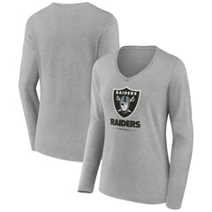 Women's Logo Team Lockup Long Sleeve V-Neck T-Shirt - Las Vegas Raiders T-shirts