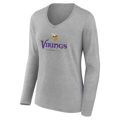 Women's Logo Team Lockup Long Sleeve V-Neck T-Shirt - Minnesota Vikings T-shirts