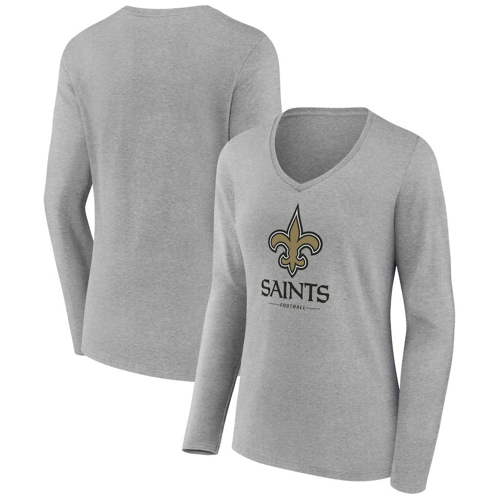Women's Logo Team Lockup Long Sleeve V-Neck T-Shirt - New Orleans Saints T-shirts