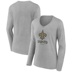 Women's Logo Team Lockup Long Sleeve V-Neck T-Shirt - New Orleans Saints T-shirts