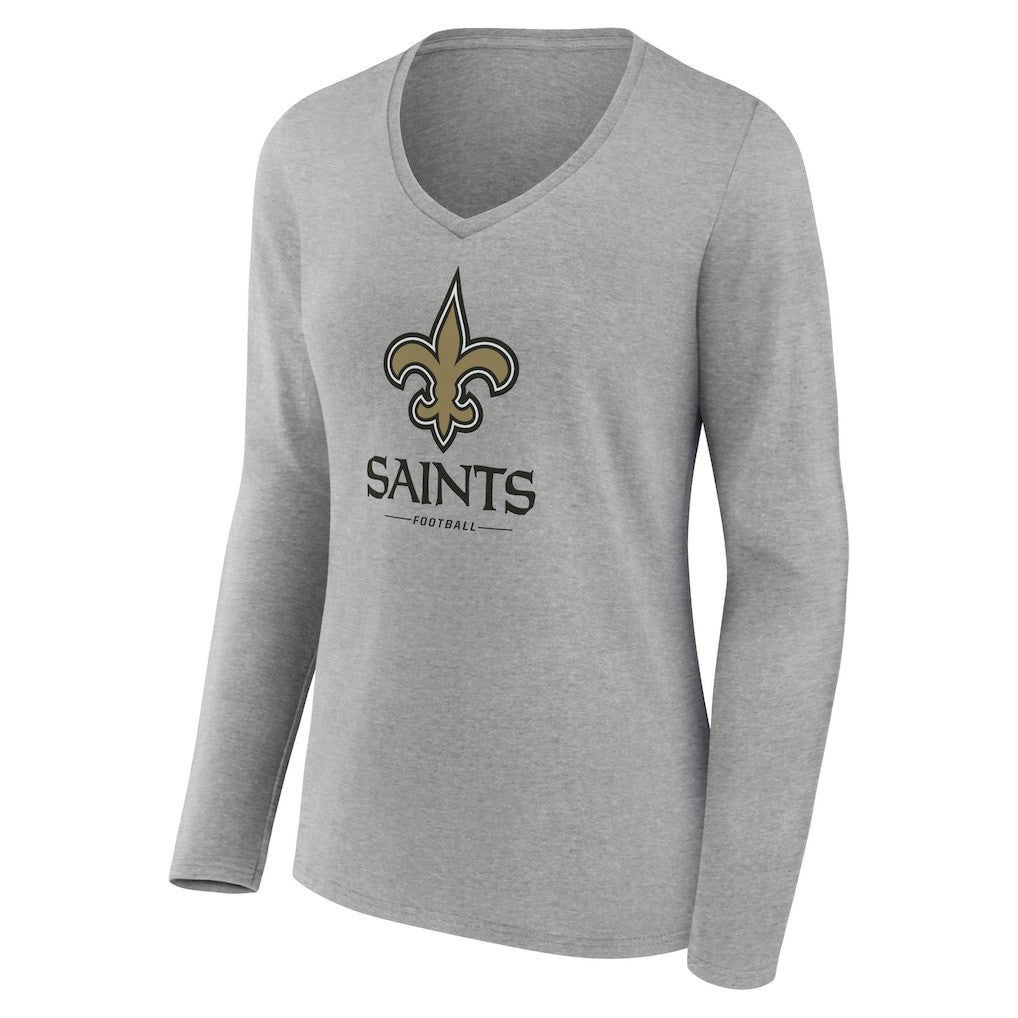 Women's Logo Team Lockup Long Sleeve V-Neck T-Shirt - New Orleans Saints T-shirts