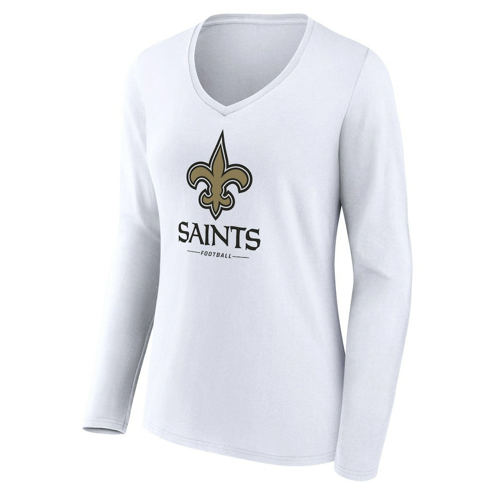 Women's Logo Team Lockup Long Sleeve V-Neck T-Shirt - New Orleans Saints T-shirts
