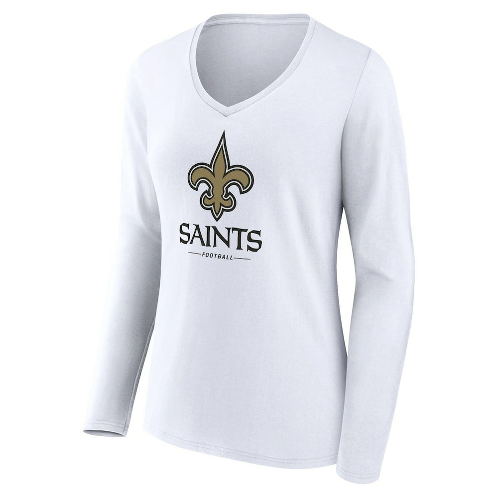 Women's Logo Team Lockup Long Sleeve V-Neck T-Shirt - New Orleans Saints T-shirts