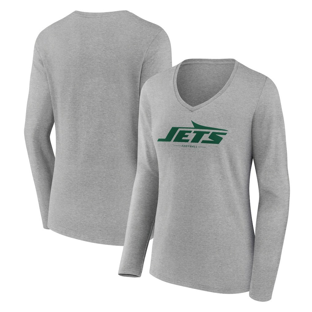 Women's Logo Team Lockup Long Sleeve V-Neck T-Shirt - New York Jets T-shirts