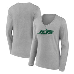 Women's Logo Team Lockup Long Sleeve V-Neck T-Shirt - New York Jets T-shirts