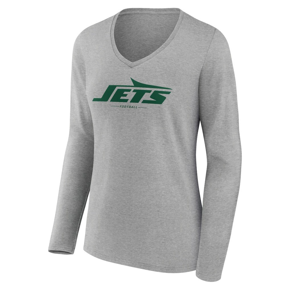 Women's Logo Team Lockup Long Sleeve V-Neck T-Shirt - New York Jets T-shirts