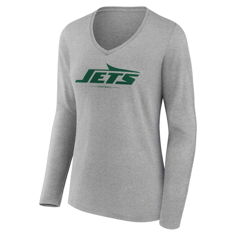 Women's Logo Team Lockup Long Sleeve V-Neck T-Shirt - New York Jets T-shirts