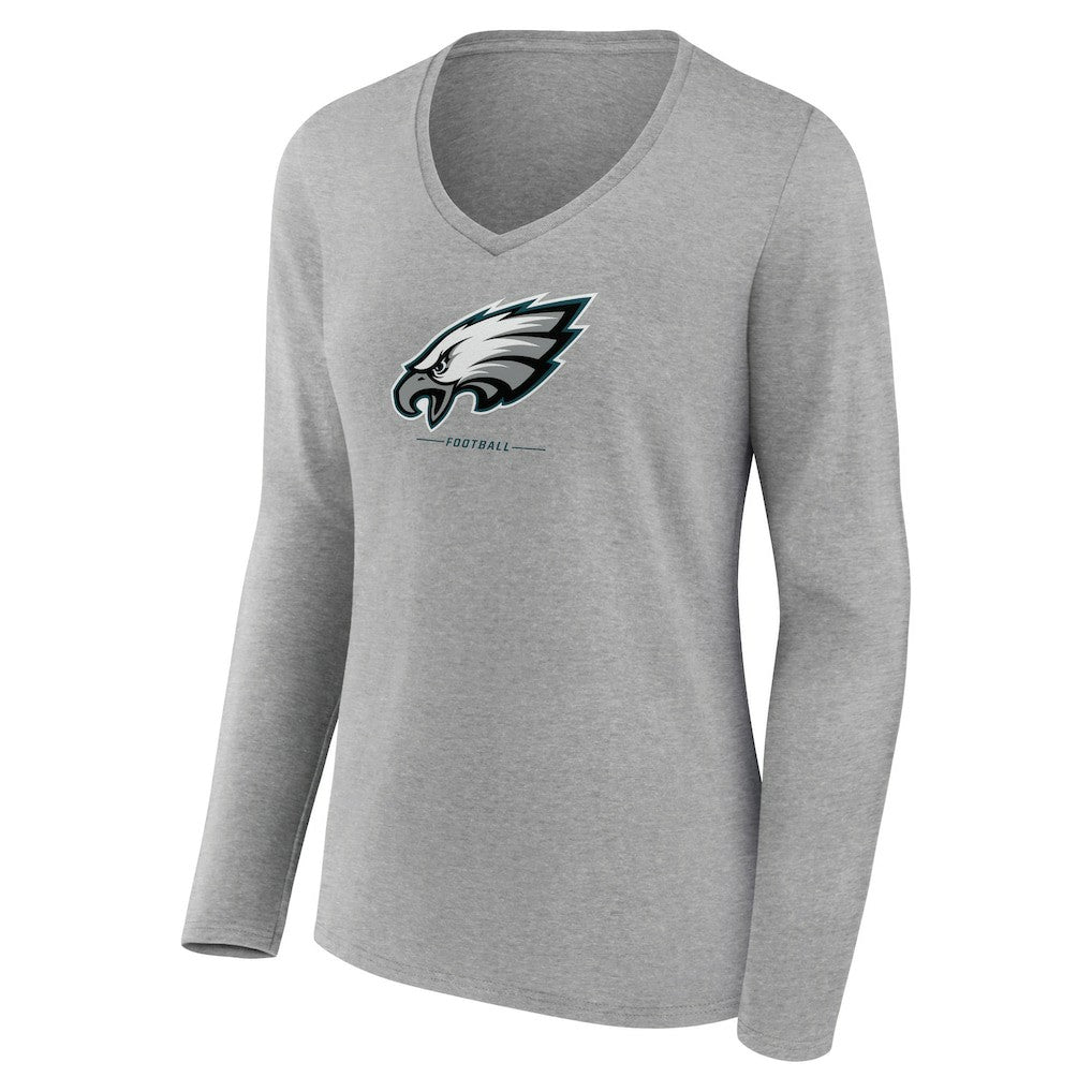 Women's Logo Team Lockup Long Sleeve V-Neck T-Shirt - Philadelphia Eagles T-shirts