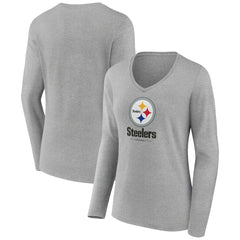 Women's Logo Team Lockup Long Sleeve V-Neck T-Shirt - Pittsburgh Steelers T-shirts