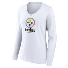Women's Logo Team Lockup Long Sleeve V-Neck T-Shirt - Pittsburgh Steelers T-shirts