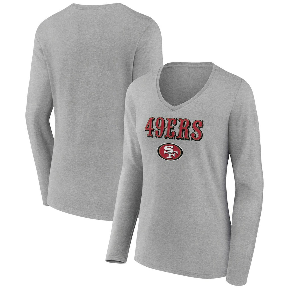 Women's Logo Team Lockup Long Sleeve V-Neck T-Shirt - San Francisco 49ers T-shirts
