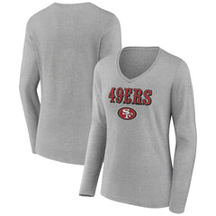 Women's Logo Team Lockup Long Sleeve V-Neck T-Shirt - San Francisco 49ers T-shirts