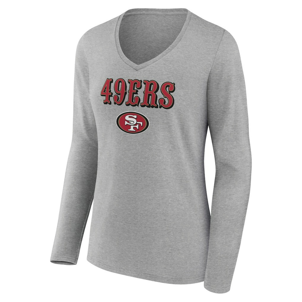 Women's Logo Team Lockup Long Sleeve V-Neck T-Shirt - San Francisco 49ers T-shirts